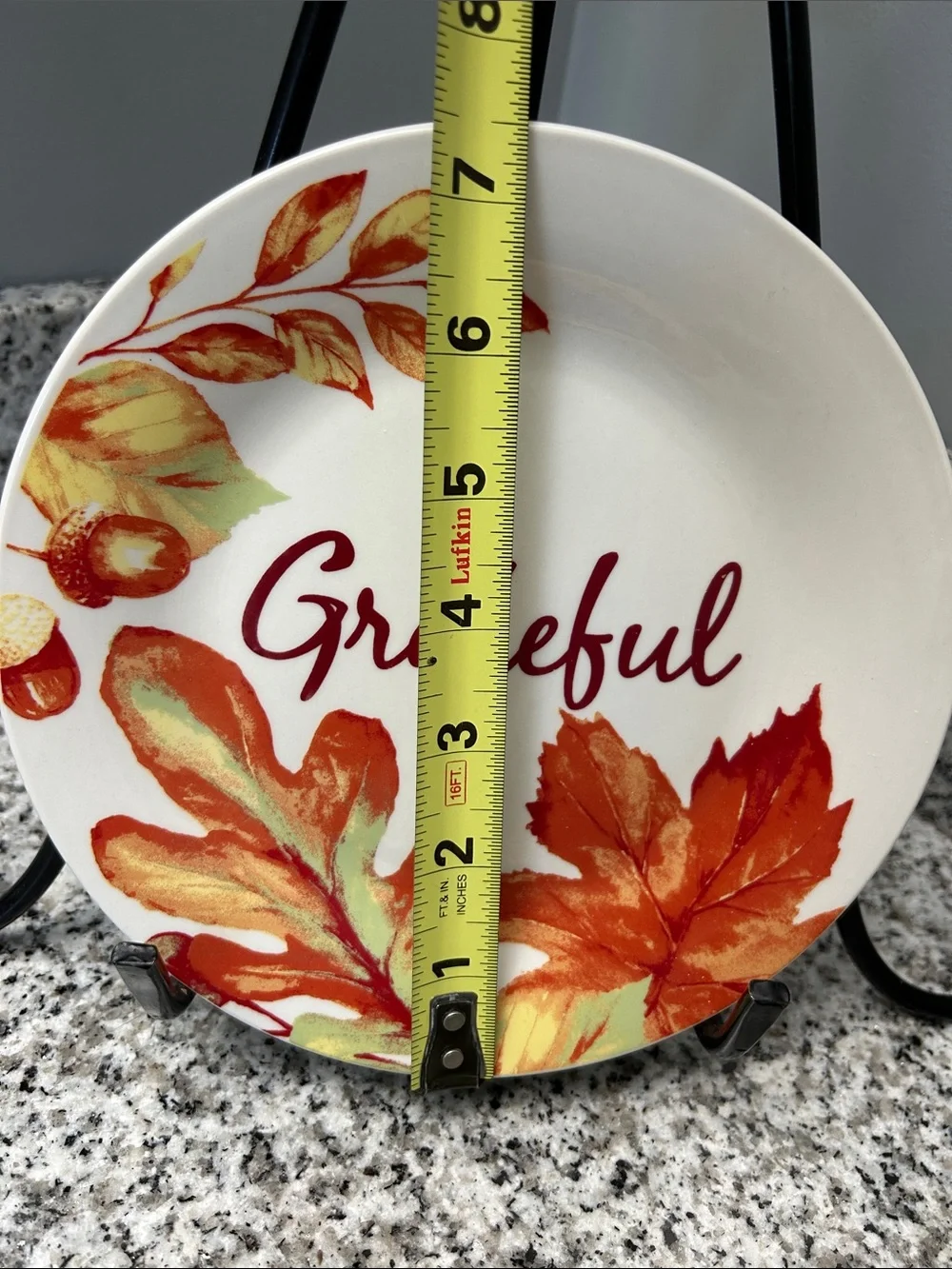 Royal Norfolk Grateful Autumn Leaf Salad Plates White with Orange & Red
